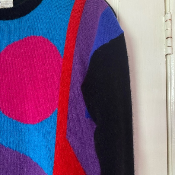 Vintage 80s Abstract Pullover Sweater Tunic Lambswool Angora l Drop Shoulder - Picture 10 of 14